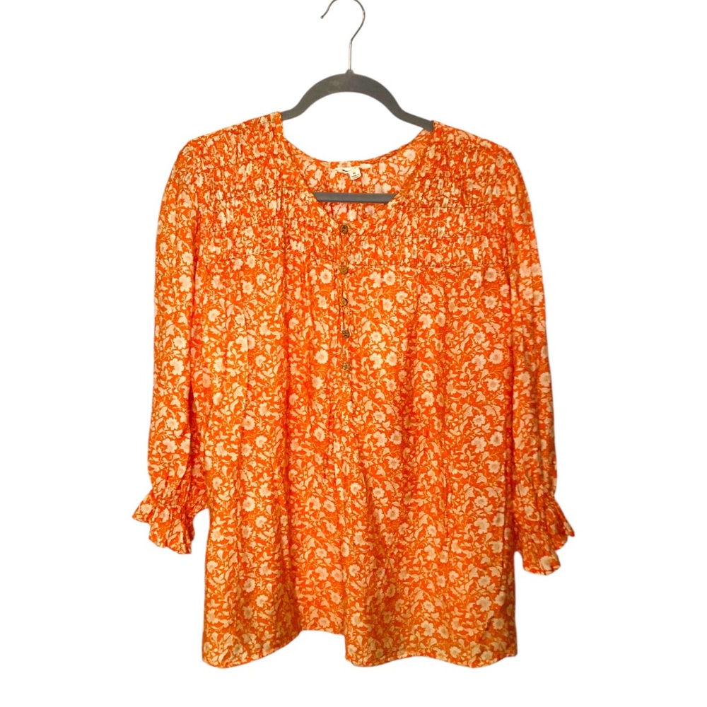 Grand & Greene Orange Floral Women's Top - Picture 9 of 9